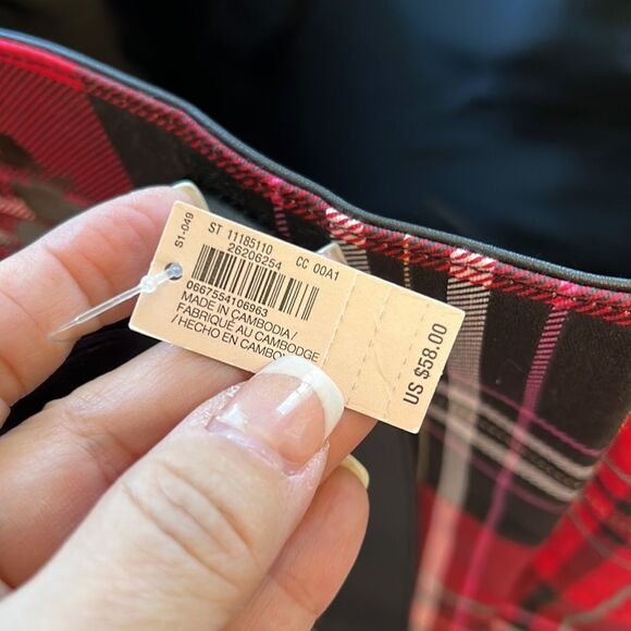 NWT Victorias Secret Red Black Novacheck Large Tote Bag - Picture 9 of 13